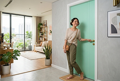 Cửa Gỗ Màu Pastel 2026: Ngọt Như Macaron, Sang Như Resort 5 Sao